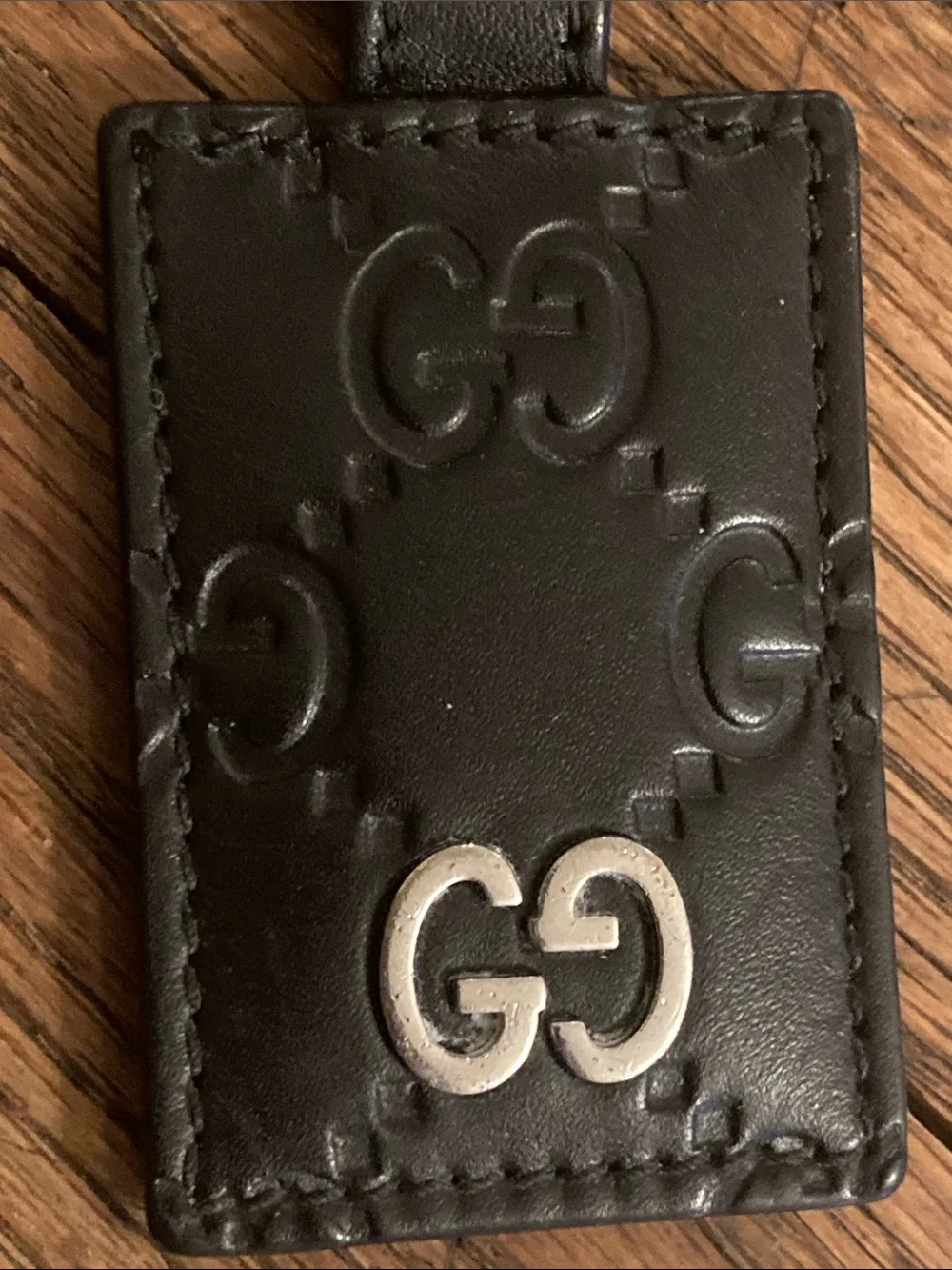 GUCCI Guccissima GG Embossed Leather Keychain/Key Ring/Purse Charm EUC